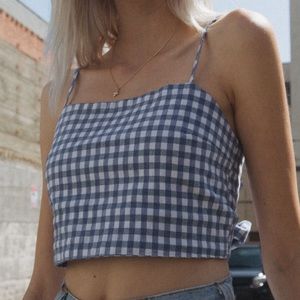 Blue and white checkered Brandy Melville crop top
